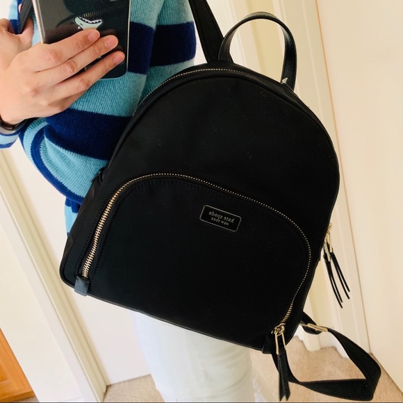 KATE SPADE YORK MEDIUM BACKPACK DAWN BLACK NYLON - Picture 4 of 8